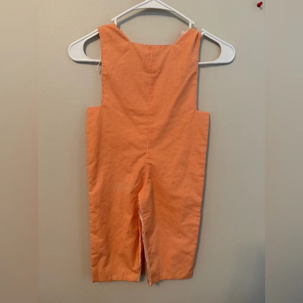 Mom & Me Orange Gingham Smocked Romper